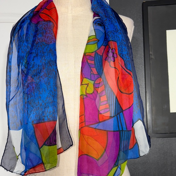 Colorful Abstract Women's Scarf - Picture 2 of 2